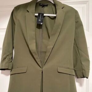 International Concepts Women's Menswear Blazer in Olive Green Size PM